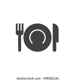 Plate Fork And Knife icon vector, Tableware filled flat sign, solid pictogram isolated on white, logo illustration