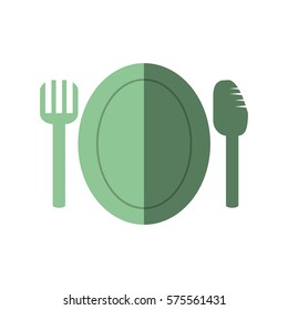 plate with fork and knife icon, vector illustration image