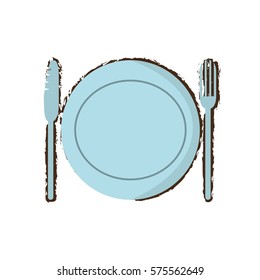plate with fork and knife icon, vector illustration image