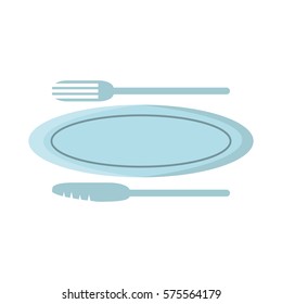 plate with fork and knife icon, vector illustration image