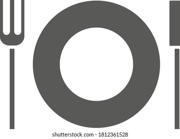 Gabel und Messer einzeln auf weißem Hintergrund. Vektorgrafik, schwarz-weiß. Ideal für Etiketten, Menüs, Plakate, Banner, Gutscheine, Coupons, Geschäftswerbung und vieles mehr.