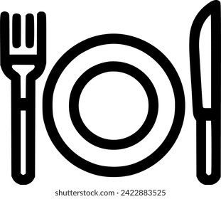 Plate Fork And Knife line icon, Tableware filled outline vector sign, sign, symbol, vector, art
