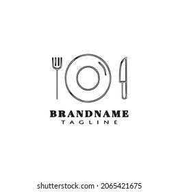 plate with fork and knife logo cartoon icon design template black modern isolated vector illustration