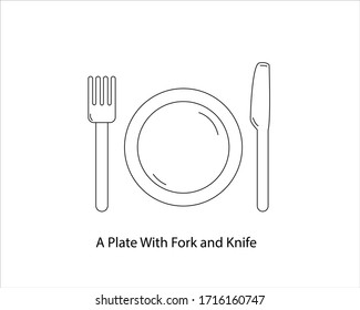 Una placa con vector de contorno de bifurcación y cuchillo
