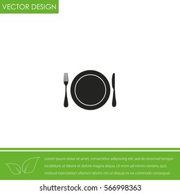 Plate With Fork And Knife Restaurant Menu Vector Icon.
