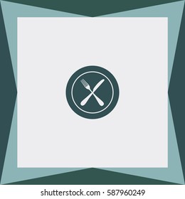 Plate With Fork And Knife Restaurant Menu  Vector Icon.