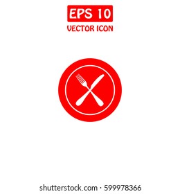 Plate With Fork And Knife Restaurant Menu  Vector Icon.