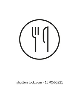 Plate Fork Knife, SERVICE Service simple linear Icon on white background, Signboard. EDITABLE stroke EPS 10