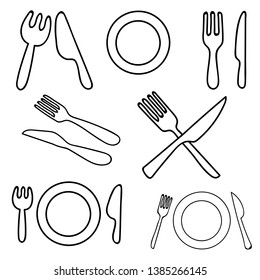 Plate Fork And Knife Set Icon