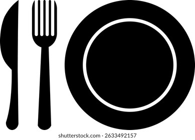 Plate, fork and knife, silhouette set, 