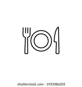 Plate, Fork And Knife Simple Thin Line Icon Vector Illustration