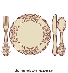 plate fork knife spoon
