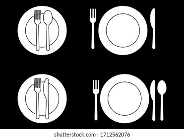 Planta con tenedor, cuchilla y cola sobre fondo negro. Ilustrador de vectores