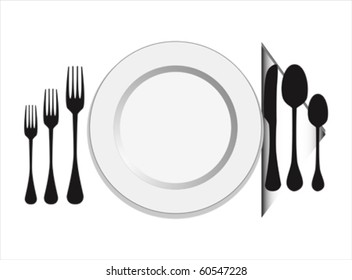 plate with fork, knife ,spoon vector