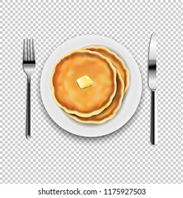 Plate With Fork And Knife With Transparent Background With Gradient Mesh, Vector Illustration
