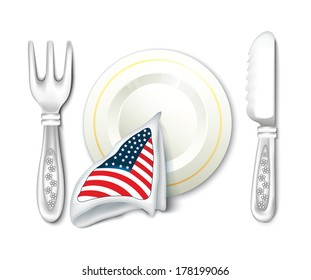 Plate Fork Knife with USA Flag