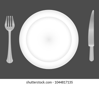 Plate, fork and knife vector 