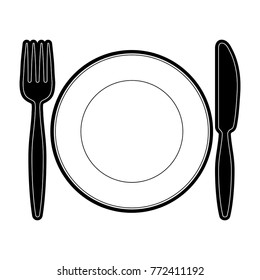 plate with fork an knife vector  illustration