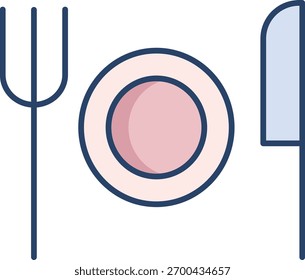 plate and fork linear color icon design