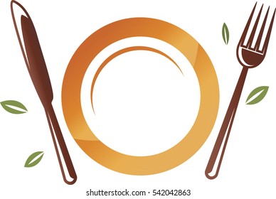 Plate with fork and spoon