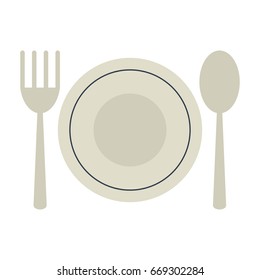 plate with fork and spoon icon image 