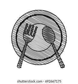 plate with fork and spoon icon image