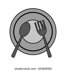 plate with fork and spoon icon image