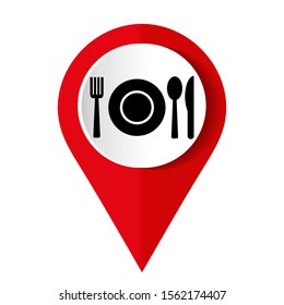 Plate, fork and spoon icon. Vector illustration.	