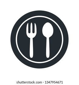 Plate, fork and spoon icons - stock vector