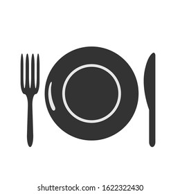 Plate, fork and spoon icons - stock vector