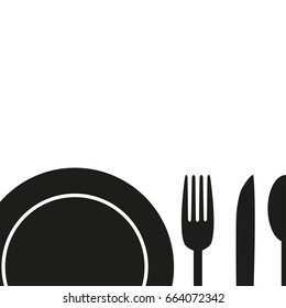 Plate, fork, spoon and knife