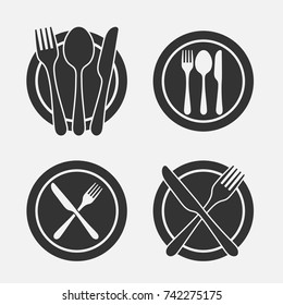 Plate, Fork, Spoon And Knife Icon