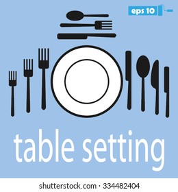 plate, fork, spoon, knife set