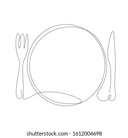 Plate fork and spoon on white background vector illustration