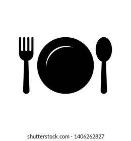 plate, fork and spoon restaurant icon isolated on white background. vector Illustration.