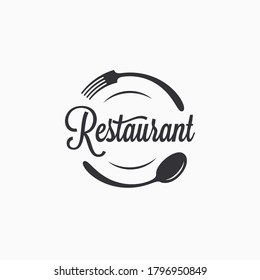 Plate With Fork And Spoon. Restaurant Logo On White Background