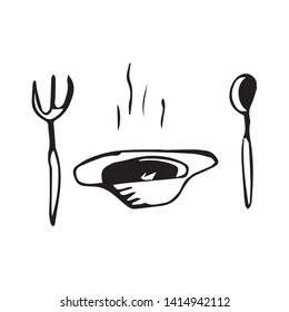 plate of fork and spoon
vector sketch