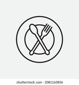 Plate Fork And Spoon Vector Thin Lines Icons, for food stalls and restaurants 2