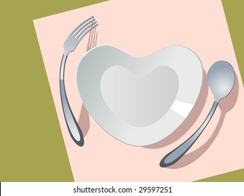 plate in the form of heart. Menu cover