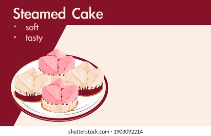 A plate of fortune cake or fa gao on light background. Isolated close up vector illustration.