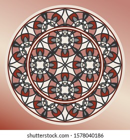 plate, frame. round geometric ornament  porcelain plate,trays, dishes, vector pattern in white, red and black.