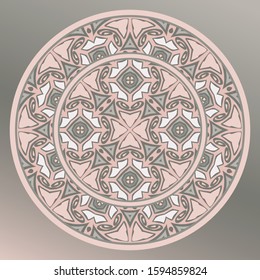 plate, frame. round geometric ornament  in pink for porcelain plate,trays, dishes and souvenirs