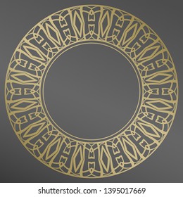 Plate, frame. Vector gold floral  ornament for decorative plate. Home  decor, interior design.