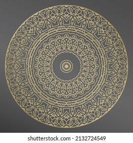 Plate, frame. Vector gold floral  ornament for decorative plate. Home  decor, interior design.