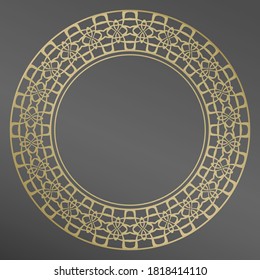 Plate, frame. Vector gold ornament for decorative plate. Home  decor, interior design.