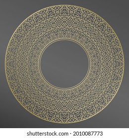 Plate, frame. Vector gold ornament for decorative plate. Home  decor, interior design.