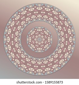 Plate, frame. Vector ornament for decorative plate in pink and blue. Home  decor, interior design.