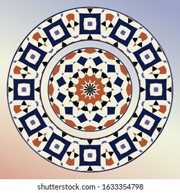 Plate, frame. Vector ornament for decorative plate. Home  decor, interior design. Mandala.
