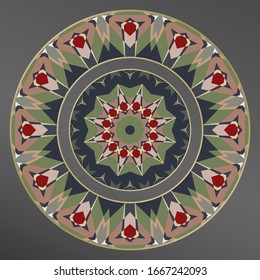 Platte, Rahmen. Vektorillustration   Ornament für dekorative Teller. Inneneinrichtung, Inneneinrichtung.Mandala.