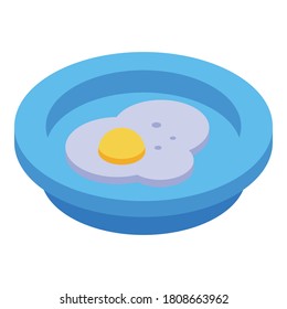 Plate fried egg icon. Isometric of plate fried egg vector icon for web design isolated on white background